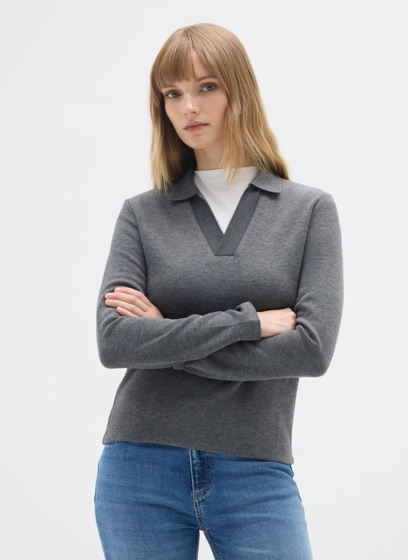 Ovs OVS Grey Long-Sleeve Polo